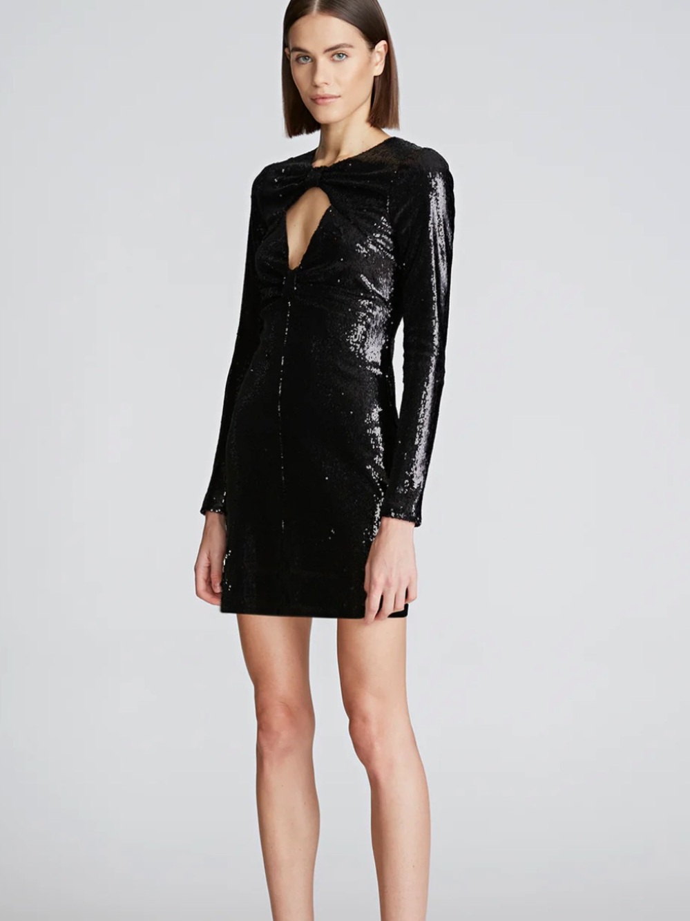 Halston Heritage Kaylee Black Sequin Keyhole Mini Dress Size 4 NWT